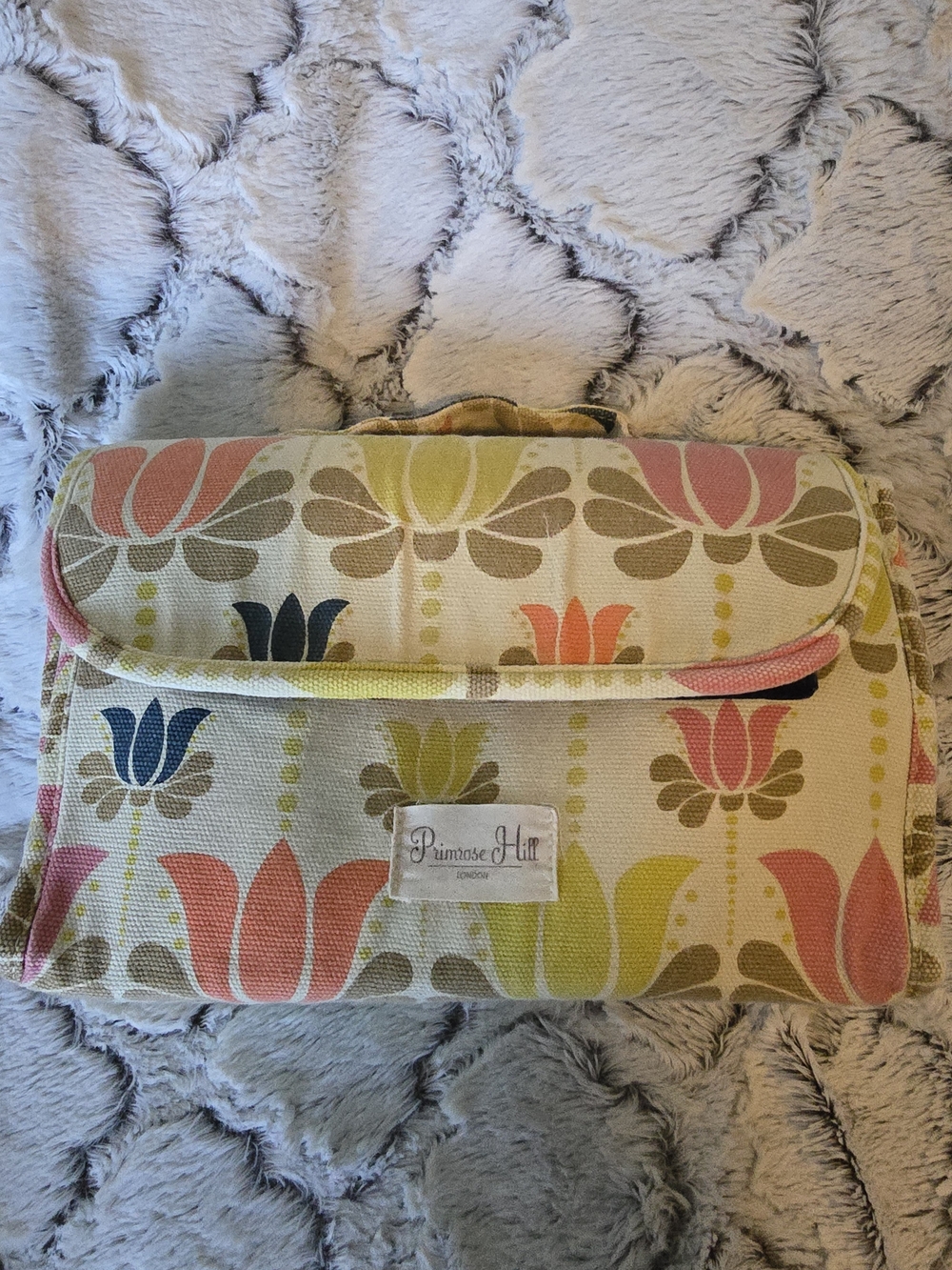 Primrose Hill London Floral Canvas Multi Pocket Makeup Tote EUC Clean